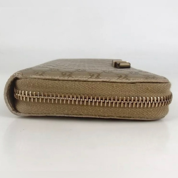 βΌοΈSOLDβΌοΈGUCCI Micro Guccissima Gold Leather Zip Around Wallet πβ€οΈβπ₯ - Picture 8 of 12